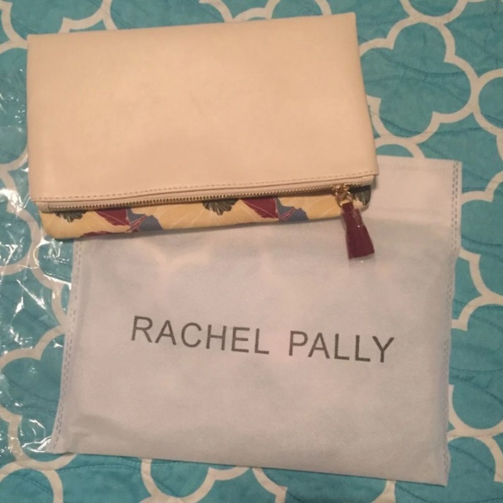 Rachel pally creme and floral fold over clutch
